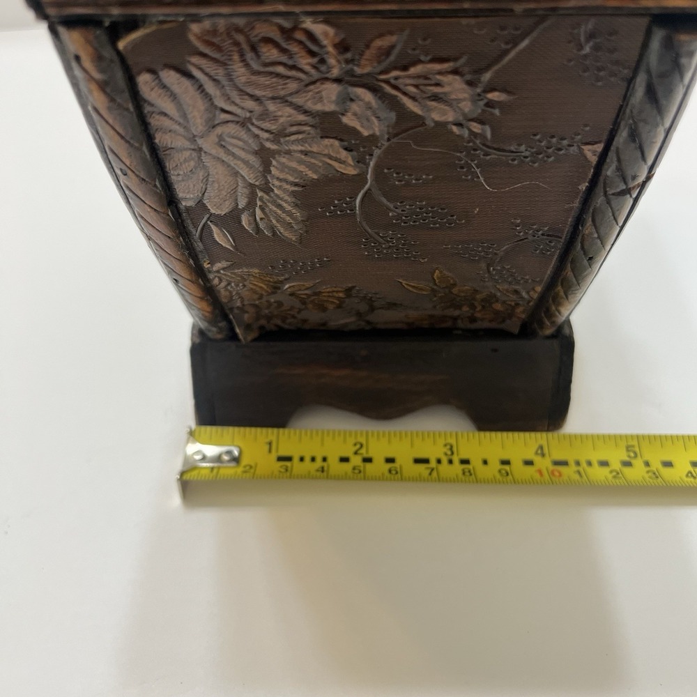 Vintage-Style Wooden Clock/Keepsake Box Hinged Lid Velvet Lined Latch Triangle - Picture 14 of 14